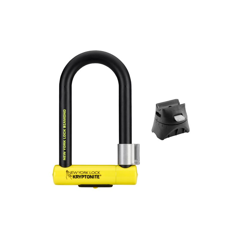 U-Lock New York Diamond Standard With Flex-Frame Bracket - Black Yellow Locks and Chains Kryptonite