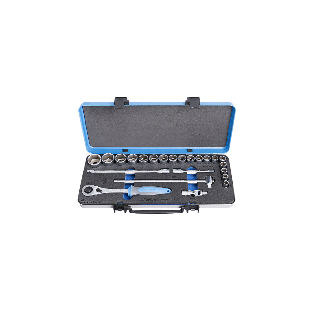 Socket Set 1/2 In Metal Box - 190BI6P23 Tools and Equipment Unior