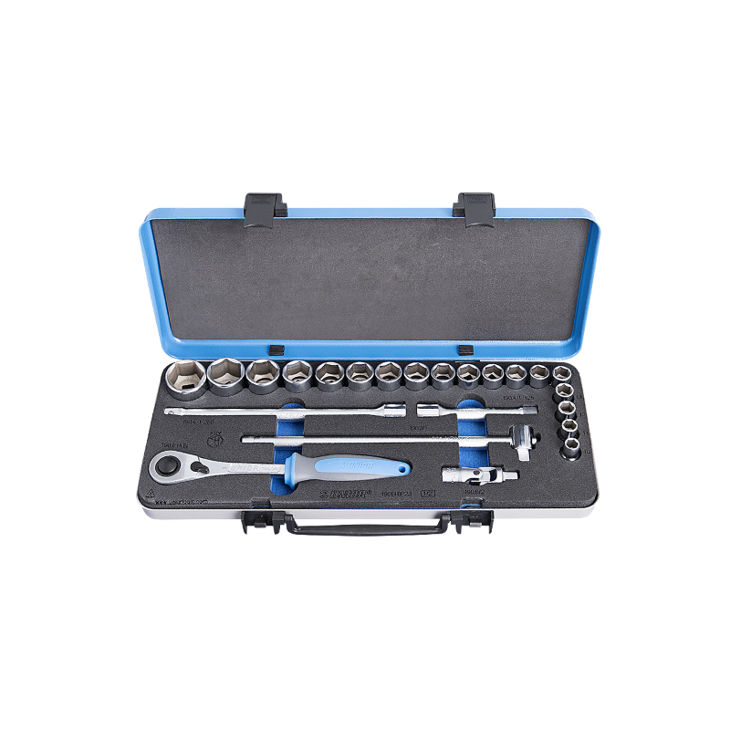 Socket Set 1/2 In Metal Box - 190BI6P23 Tools and Equipment Unior