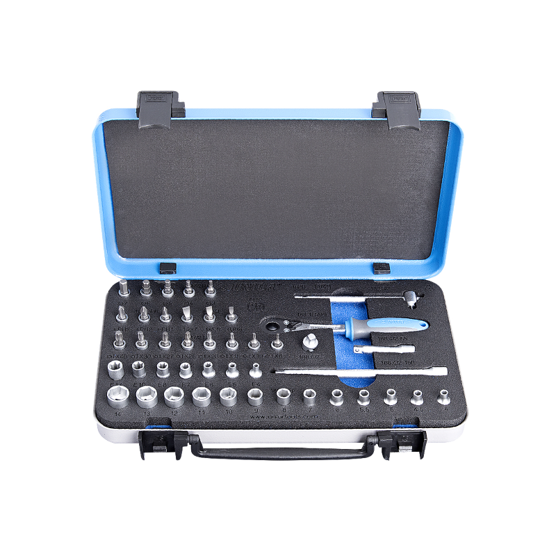 Socket Set 1/4 In Metal Box - 188B Tools and Equipment Unior