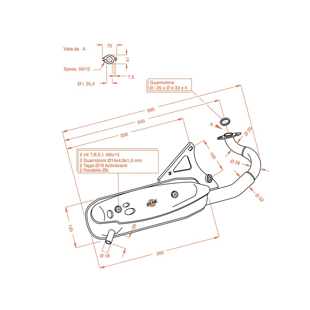 Exhaust Sitoplusaprilia Scarabeo 50 Dt 93-97 for APRILIA Scarabeo 50 Tamburo Post 93-97 Minarelli orizzontale nd Exhausts and Mufflers SITO