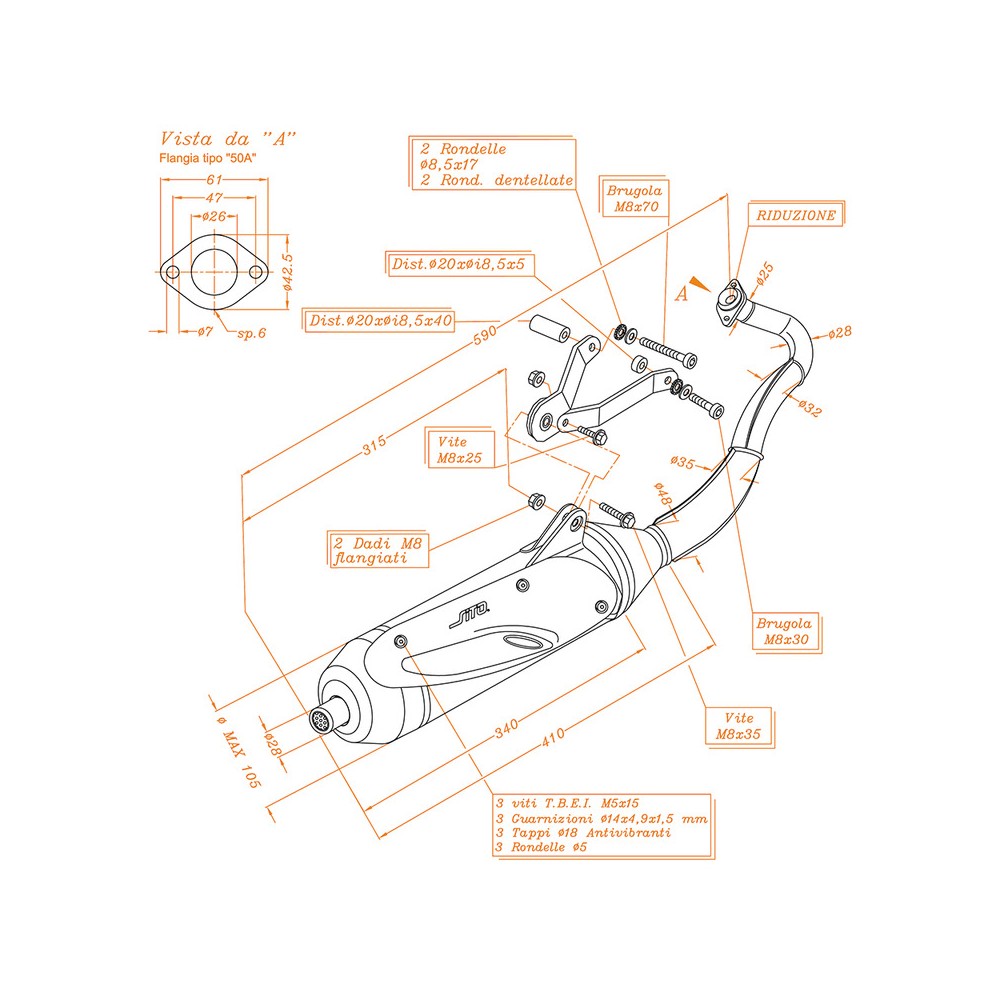 Exhaust Sitoaprilia Scarabeo 50 2T 06- for APRILIA Scarabeo 50 06- and other model Exhausts and Mufflers SITO