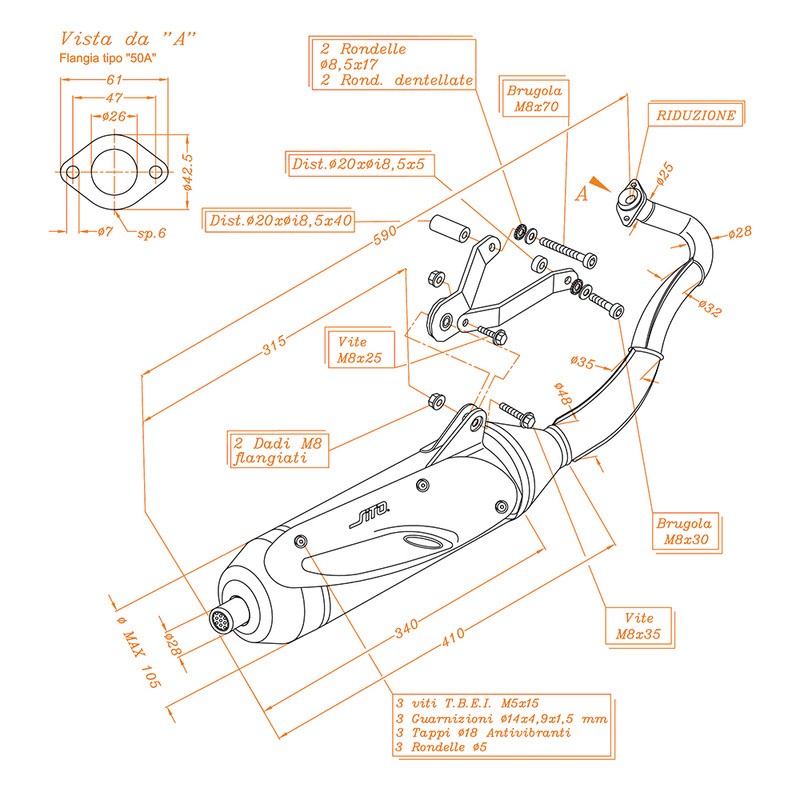 Exhaust Sitoaprilia Scarabeo 50 2T 06- for APRILIA Scarabeo 50 06- and other model Exhausts and Mufflers SITO