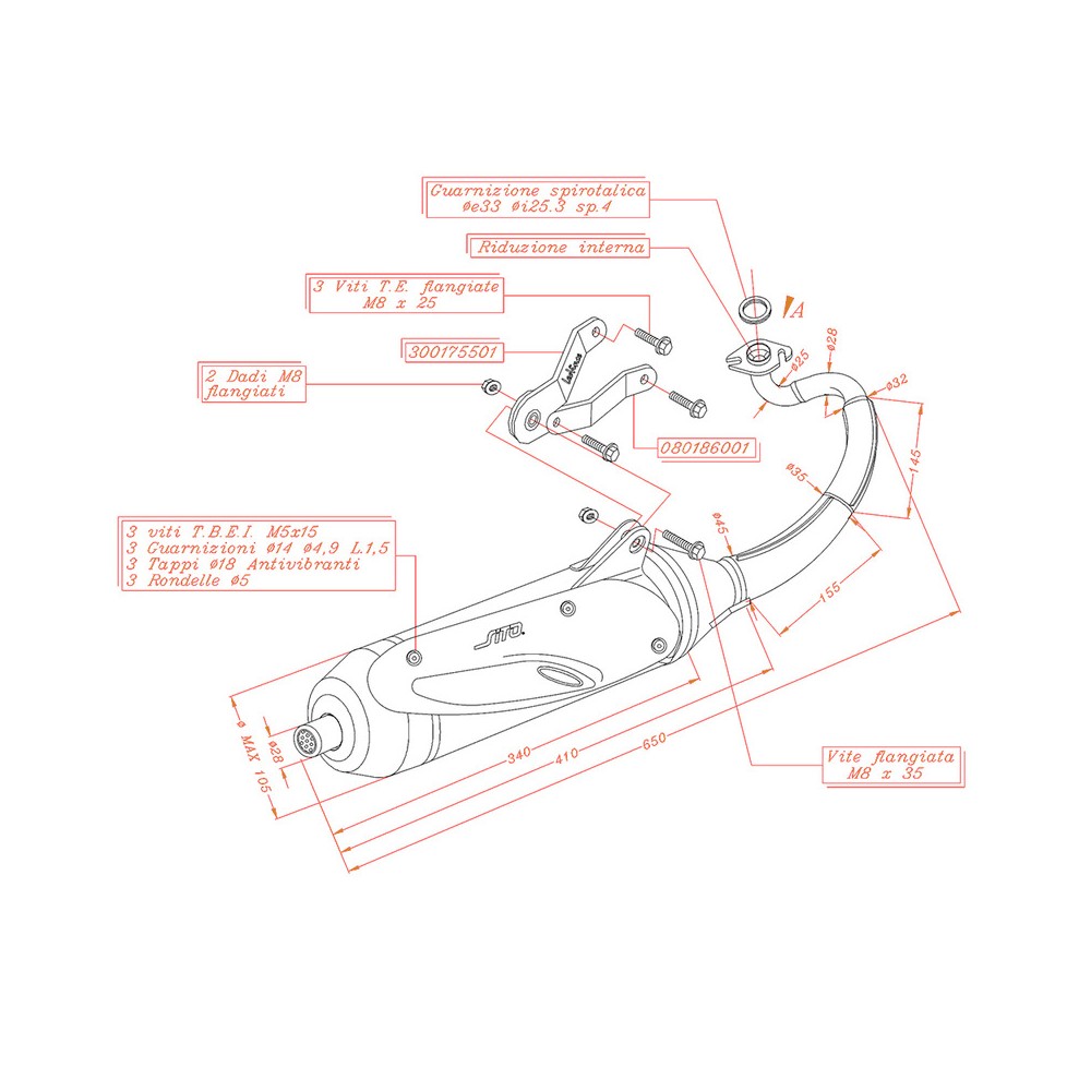 Exhaust Sitoyamaha Aerox 50 Kat 04-12 for YAMAHA Aerox 50 Kat 04-12 Minarelli Orizzontale nd Exhausts and Mufflers SITO
