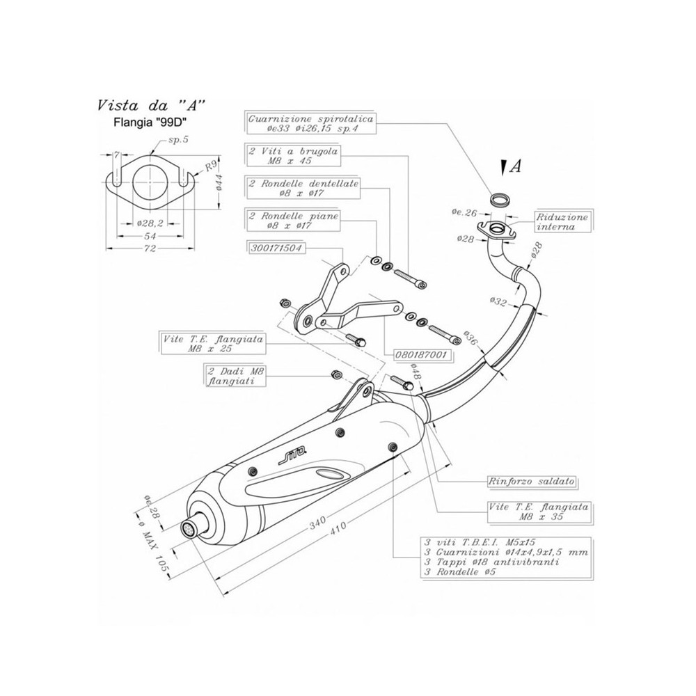 Marmitta Sitopeugeot Speedfight 3 50 09-11 per PEUGEOT Speedfight 3 50 09-11 e altri modelli Scarichi e Marmitte SITO