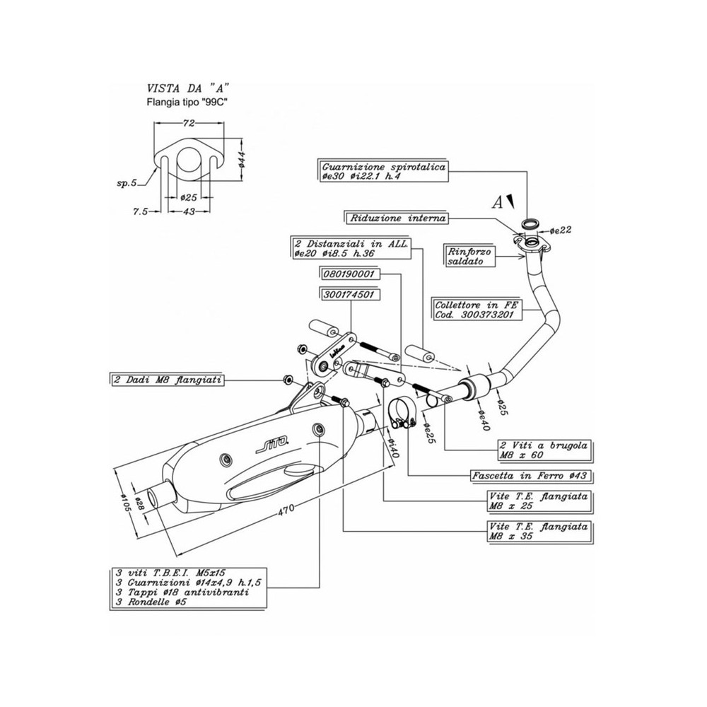 Exhaust Sitokymco Agility 50 R12 4T 07-12 for KYMCO Agility 50 R12 4T 07-12 Exhausts and Mufflers SITO