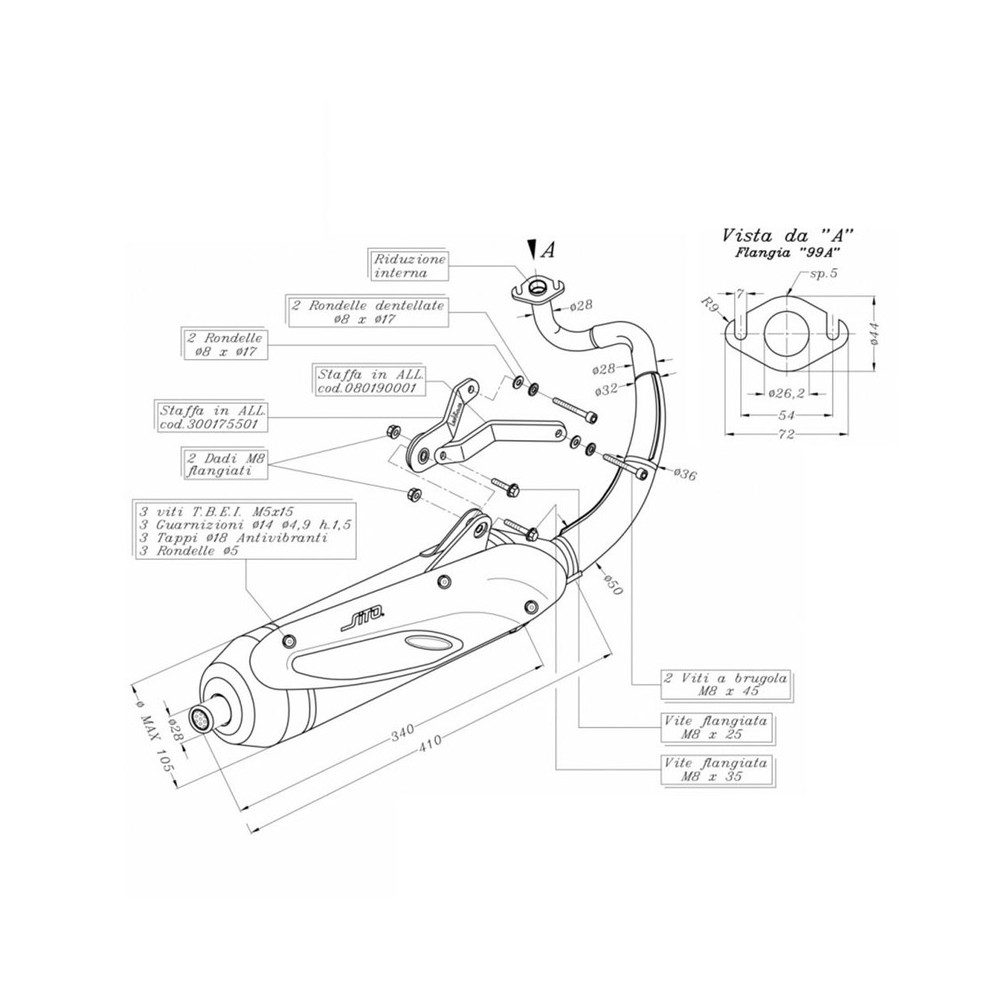 Exhaust Sitopeugeot Kisbee 50 11-15 for PEUGEOT Kisbee 50 11-15 and other model Sito SITO