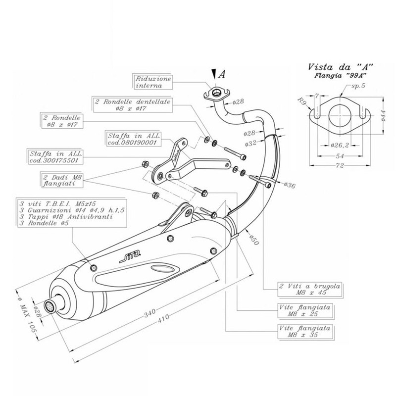 Exhaust Sitopeugeot Kisbee 50 11-15 for PEUGEOT Kisbee 50 11-15 and other model Sito SITO
