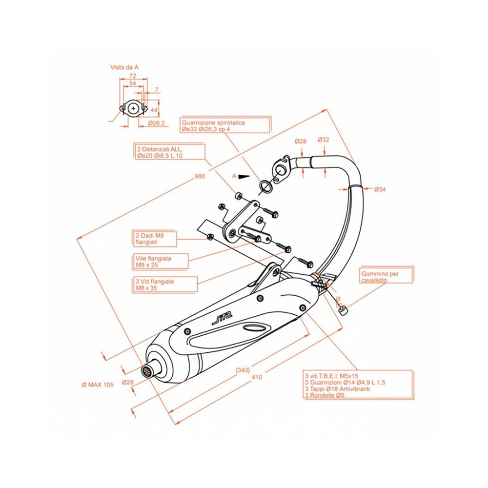 Marmitta Sitopeugeot Speedfight 2 50 04-10 per PEUGEOT Speedfight 2 50 04-10 e altri modelli Sito SITO