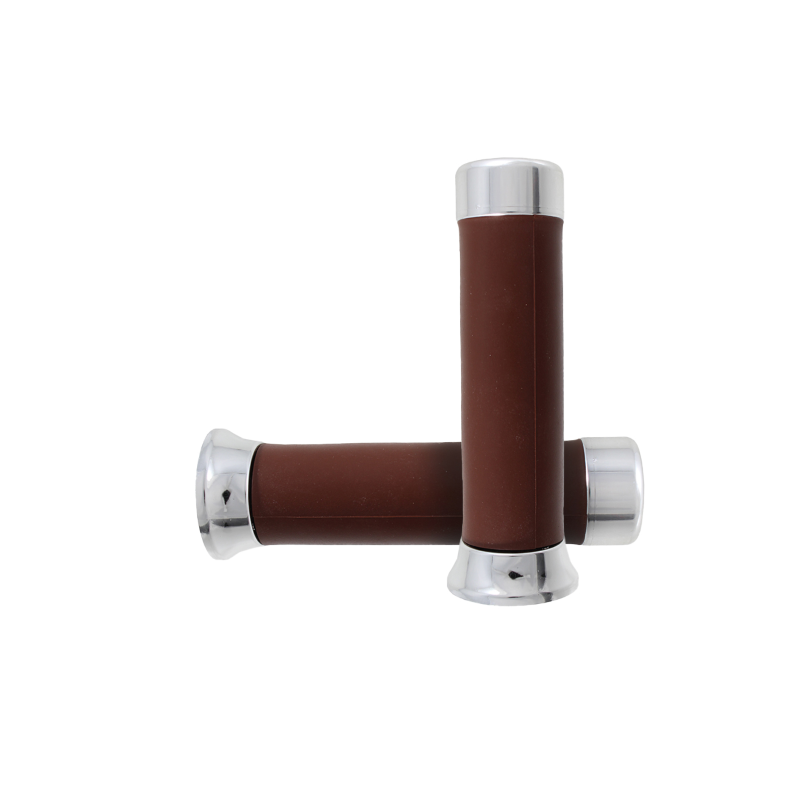 Pair Of Brown Knobs With Chrome Caps Classic Piaggio Vespa Px Grips Rms Classic