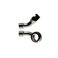 M10 Banjo 45° Su + 25° Sinistra, Cromato Kits für geflochtene Metallrohre Evok