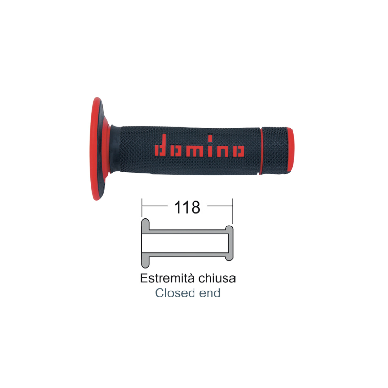 Manopole Domino Cross Nere/Rosse Manopole Domino