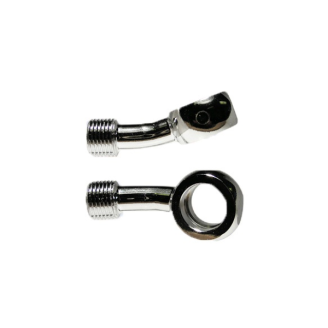 M10 Banjo, 20° Up + 20° Left, Chrome Braided Hose Kits Evok