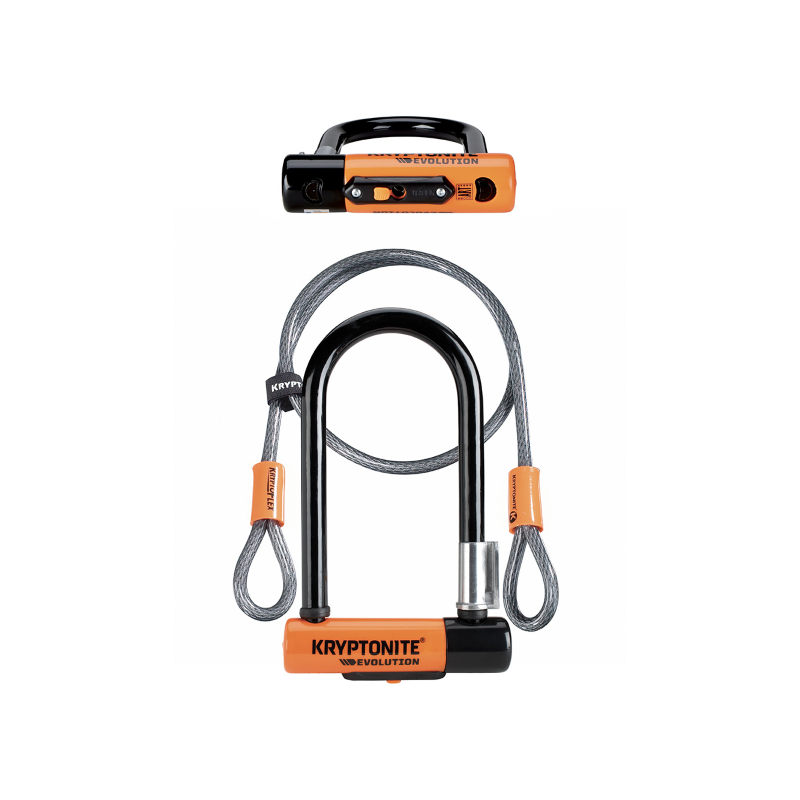 U-Lock Mini-7 With Cable - Black Orange Locks and Chains Kryptonite