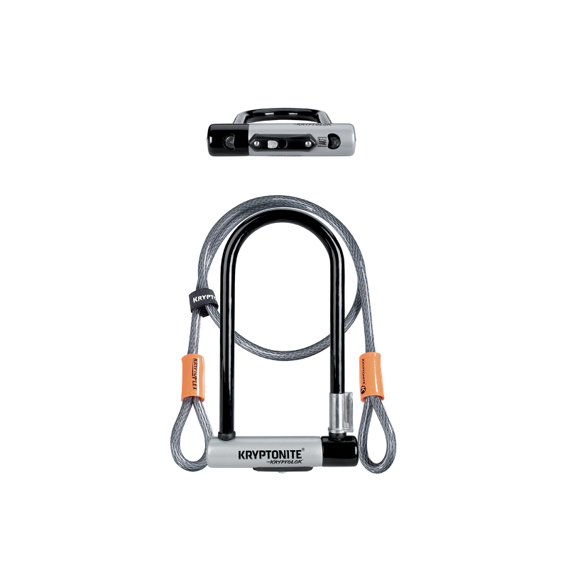 Lucchetto U-Lock Kryptolok Standard Con Cavo - Nero Argento Lucchetti e Catene Kryptonite