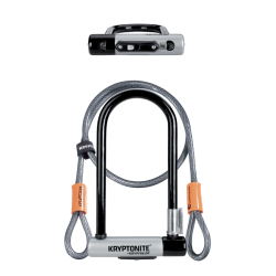 U-Lock Kryptolok Standard With Cable - Black Silver Locks and Chains Kryptonite