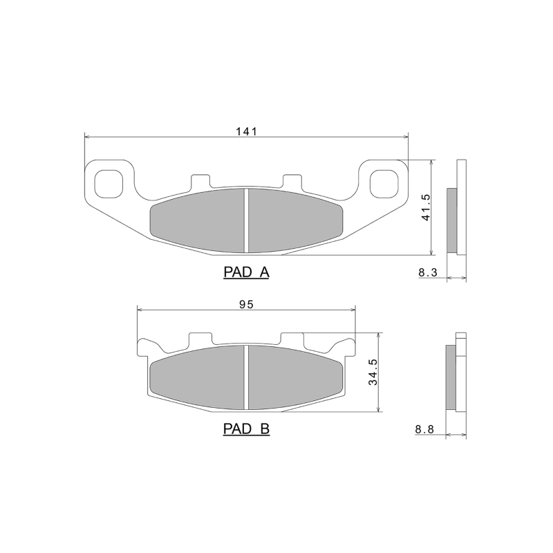 Nissin Brake Pads A0480 Premium Semi-Metallic - 2P-252NS Brake Pads Nissin