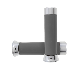 Pair Of Grey Grips With Chrome Caps Classic Piaggio Vespa Px Grips Rms Classic