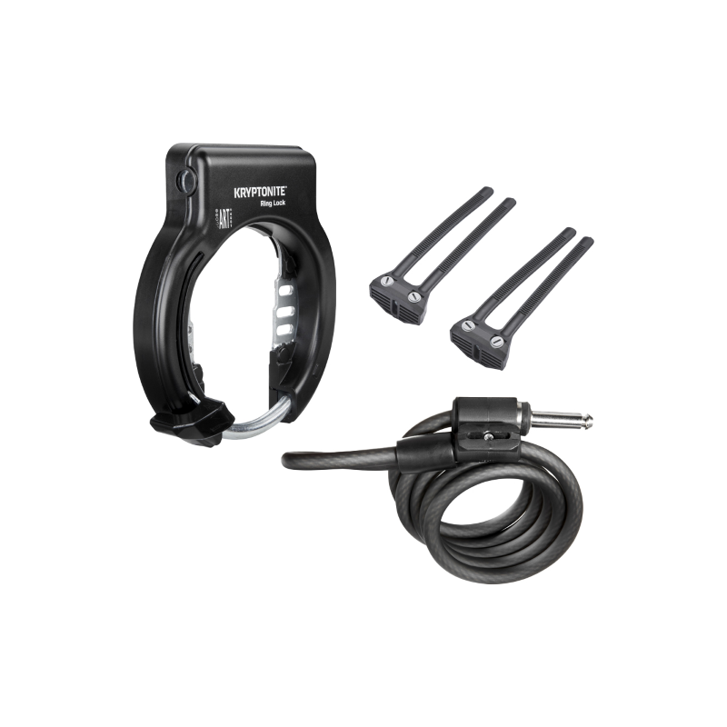 Ring Lock Frame Flexible Mount With 10mm Spiral Cable Included - Black Locks and Chains Kryptonite