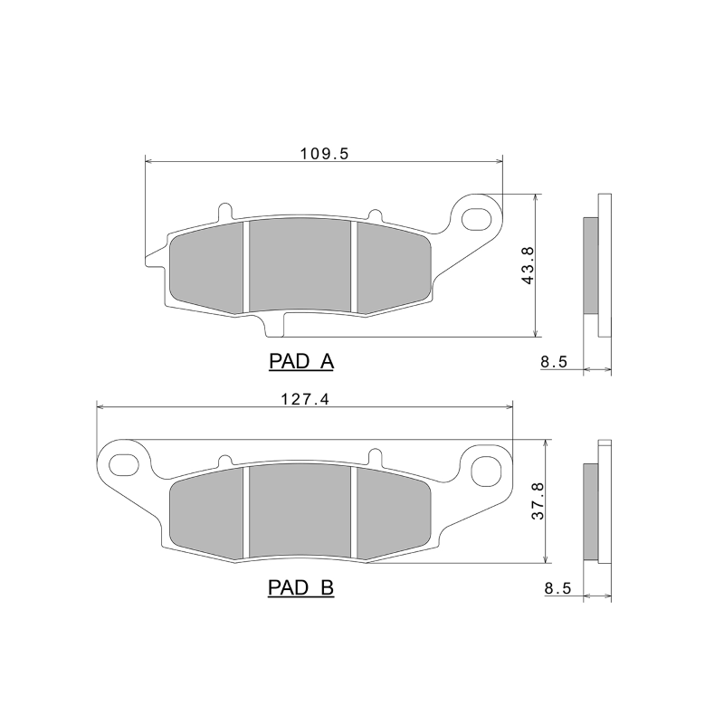 Nissin Brake Pads A0525 Premium Semi-Metallic - 2P-257NS Brake Pads Nissin