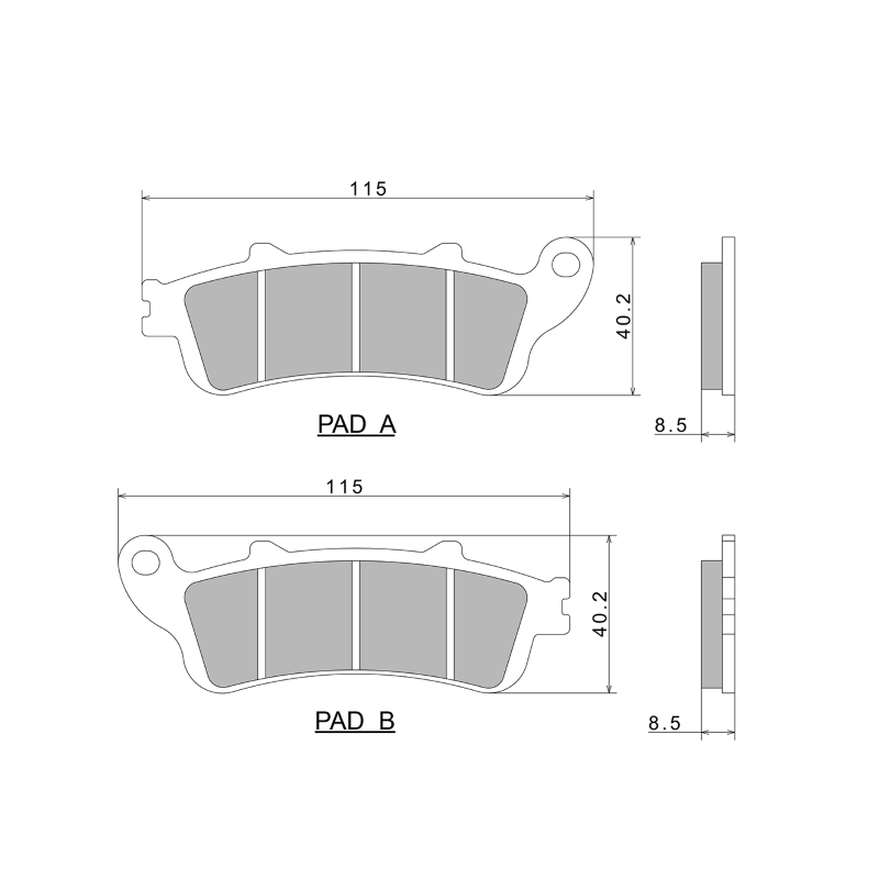 Nissin Brake Pads A0460 Premium Semi-Metallic - 2P-250NS Brake Pads Nissin